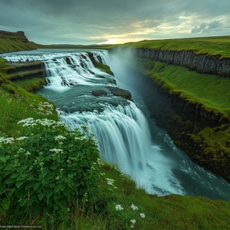 Gullfoss: La Majestuosa Cascada de Islandia Cascada Gullfoss en islandia
